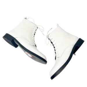 SAM EDELMAN NINA LACE- UP BRIGHT WHITE LEATHER WOMEN BOOTS 9.5 NEW  WITH BOX